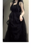 Ball Gown Spaghetti Straps Black Tulle Long Birthday Dresses Birthday Outfits SD506