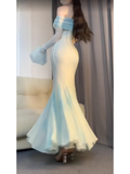 Mermaid Off The Shoulder Mint Green Ankle length Birthday Dresses Birthday Outfits SD515