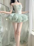 Ball Gown Spaghetti Straps Mint Green Homecoming Dresses Birthday Outfits SD524