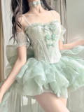 Ball Gown Spaghetti Straps Mint Green Homecoming Dresses Birthday Outfits SD524
