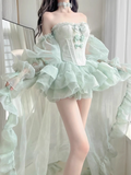Ball Gown Spaghetti Straps Mint Green Homecoming Dresses Birthday Outfits SD524
