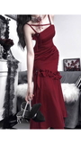 Mermaid Spaghetti Straps Burgundy Ankle length Prom Dresses Birthday Outfits SD526
