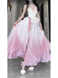 A line Straps Ombre Pink Chiffon Party Prom Dresses Birthday Outfits SD565