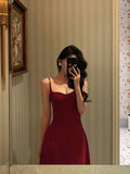 Sheath Spaghetti Straps Red Knee Length Prom Dresses Birthday Outfits SD568