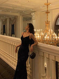 Mermaid Spaghetti Straps Black Sequin Prom Dresses Birthday Outfits SD607