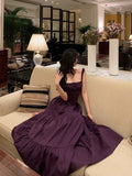 A Line Straps Grape Sleeveless Date Night Dress Prom Dresses Birthday Outfits SD620