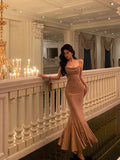 Mermaid Spaghetti Straps Sleeveless Date Night Dress Prom Dresses Birthday Outfits SD638