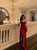 Sheath Sweetheart Red Sleeveless Date Night Dress Prom Dresses Birthday Outfits SD641
