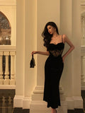 Sheath Spaghetti Straps Sleeveless Black Velvet Prom Dresses Birthday Outfits SD654