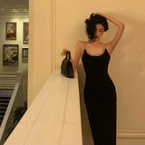 Sheath Halter Black Backless Knee Length Prom Dresses Birthday Outfits SD717