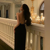 Sheath Halter Black Backless Knee Length Prom Dresses Birthday Outfits SD717