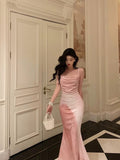 Sheath Spaghetti Straps Sleeveless Pink Date Night Dress Prom Dresses Birthday Outfit SD724