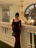 Sheath Halter Long Sleeves Burgundy Velvet Date Night Dress Prom Dresses Birthday Outfit SD728