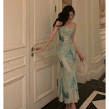 Sheath Spaghetti Straps Sage Green Date Night Dress Prom Dresses Birthday Outfit SD731