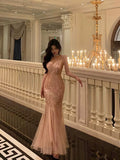 Mermaid Spaghetti Straps Sequin Sleeveless Long Prom Dresses Birthday Outfits SD734