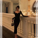 Sheath Long Sleeves Black Prom Dresses Birthday Outfits SD736