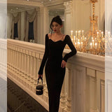 Sheath Long Sleeves Black Prom Dresses Birthday Outfits SD736