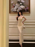Sheath Straps Ivory Long Tulle Prom Dresses Birthday Outfits SD741