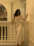 A line Short Sleeves Ivory Ankle Length Prom Dresses Birthday Outfits SD746