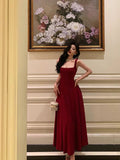 A Line Straps Red Ankle Length Prom Dresses Birthday Outfits SD748