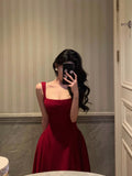 A Line Straps Red Ankle Length Prom Dresses Birthday Outfits SD748