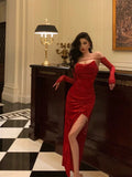 Sheath Strapless Red Velvet Date Night Dress Prom Dresses Birthday Outfit SD760