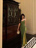 Sheath Halter Green Satin Date Night Dress Prom Dresses Birthday Outfits SD763