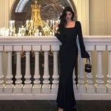 Sheath Square Neckline Date Night Dress Black Prom Dresses Party Dress Birthday Outfits SD786