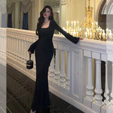 Sheath Square Neckline Date Night Dress Black Prom Dresses Party Dress Birthday Outfits SD786
