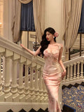 Sheath V Neckline Date Night Dress Floral Pink Prom Dresses Party Dress Birthday Outfits SD788