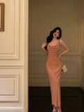 Sheath Jewel Pink Pleated Prom Dresses Birthday Outfits Evening Gown SD790