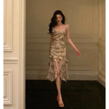 Sheath Straps Date Night Dress Floral Prom Dresses Party Dress Birthday Outfits SD799