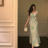 A Line Straps Mint Green Date Night Dress Prom Dresses With Ruffles Party Dress Birthday Outfits SD810