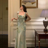 A Line Straps Mint Green Date Night Dress Prom Dresses With Ruffles Party Dress Birthday Outfits SD810