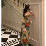 A Line Halter Floral Long Prom Dresses Birthday Outfits Evening Gown SD820
