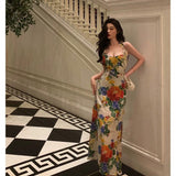 A Line Halter Floral Long Prom Dresses Birthday Outfits Evening Gown SD820