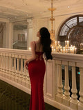 Sheath Spaghetti Straps Red Date Night Dress Prom Dresses Party Dress Birthday Outfits SD830