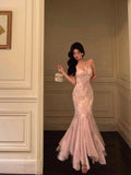Mermaid Spaghetti Straps Lace Date Night Dress Prom Dresses Birthday Outfit SD832
