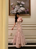 Mermaid Spaghetti Straps Lace Date Night Dress Prom Dresses Birthday Outfit SD832