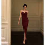 Sheath Halter Date Night Dress Prom Dresses Red Birthday Party Outfit SD855