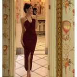 Sheath Halter Date Night Dress Prom Dresses Red Birthday Party Outfit SD855