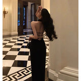 Sheath High Neckline Backless Black Prom Dresses Birthday Outfits SD865