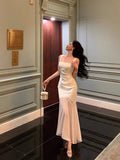 Mermaid Straps Sleeveless Ivory Date Night Dress Prom Dresses Birthday Party Outfit SD871
