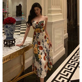 A line Spaghetti Straps Floral Date Night Dress Prom Dresses Birthday Party Outfit SD891