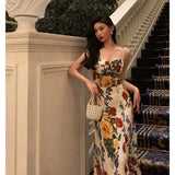 A line Spaghetti Straps Floral Date Night Dress Prom Dresses Birthday Party Outfit SD891