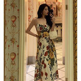 A line Spaghetti Straps Floral Date Night Dress Prom Dresses Birthday Party Outfit SD891
