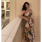 A line Spaghetti Straps Floral Date Night Dress Prom Dresses Birthday Party Outfit SD891