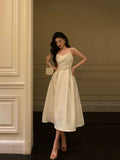 A line Spaghetti Straps Ivory Date Night Dress Prom Dresses Birthday Party Outfit SD894