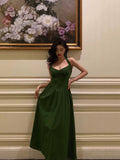 A Line Halter Dark Green Prom Dresses Birthday Outfits Evening Gown SD903