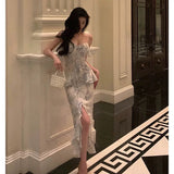 Sheath Spaghetti Straps Chiffon Floral Prom Dresses Birthday Outfits Evening Gown SD912